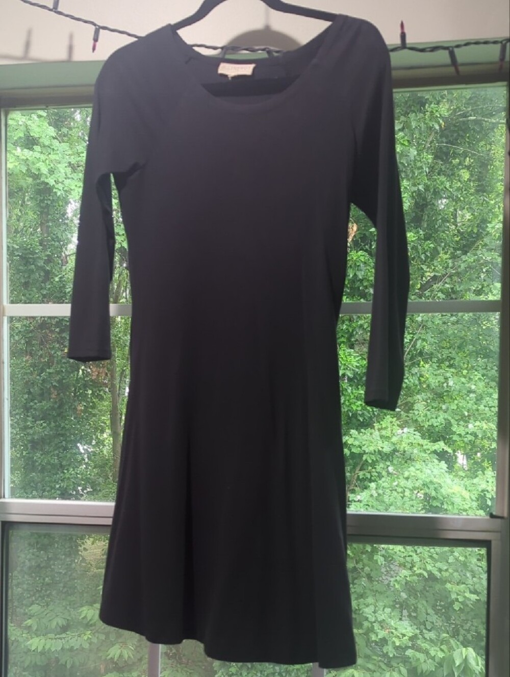 Black Mid-sleeve Little Black Organic Dress